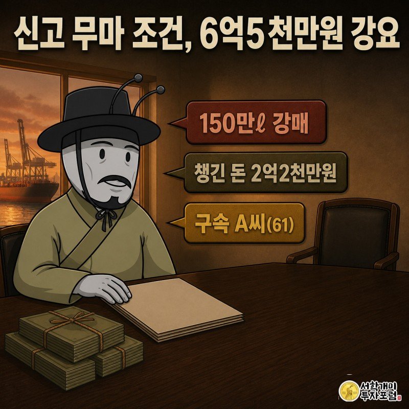 사무실에서 A씨 개미가 계약서와 현금 다발을 내밀며 상대 개미를 협박하는 장면