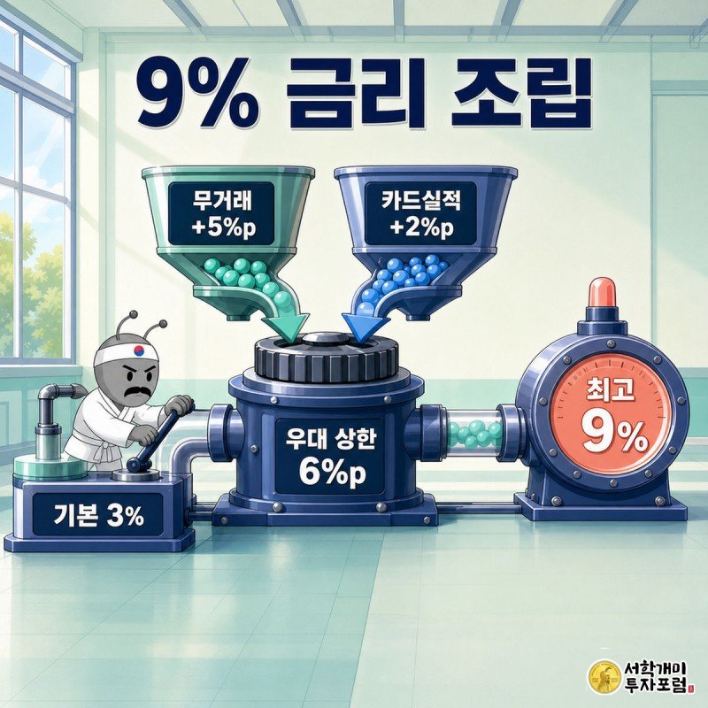 신한 적금 9단 연 9% — 실제 손에 쥐는 건 14만8천원, 계산해봤다 — 기본 3%와 우대조건을 조립하는 금리 구조도