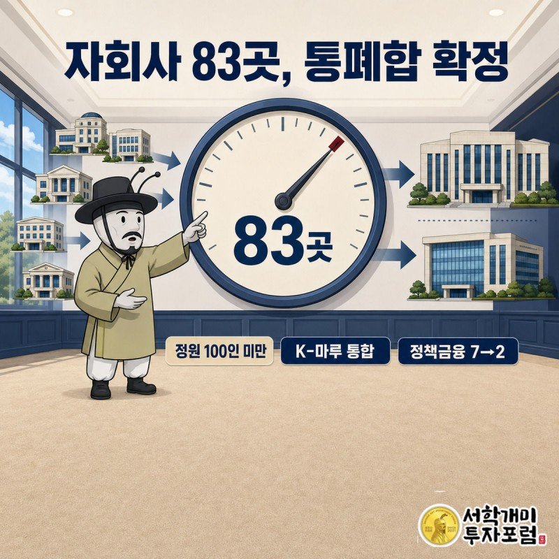 정부 브리핑룸에서 개미가 눈금 83을 가리키는 계기판을 보며 놀라는 모습, 뒤로 작은 건물 블록들이 큰 건물로 합쳐지는 실루엣