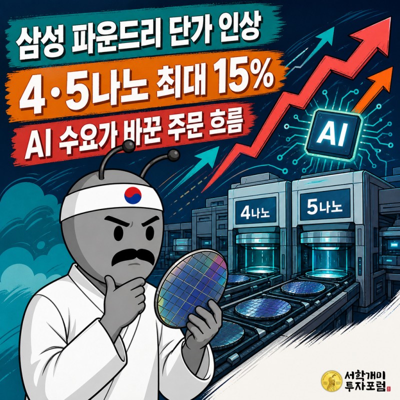 삼성 파운드리 4나노와 5나노 단가 인상 및 AI 주문 흐름을 살펴보는 동학개미 기자