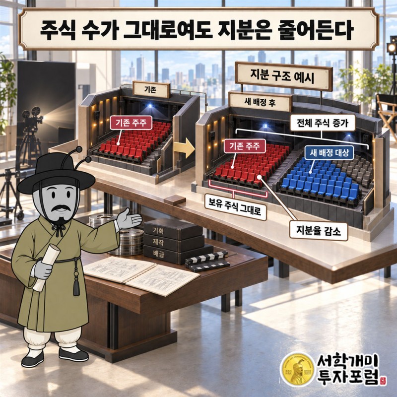 바른손이앤에이 — 유상증자가 뜨면 내 지분은 어떻게 되나 도판