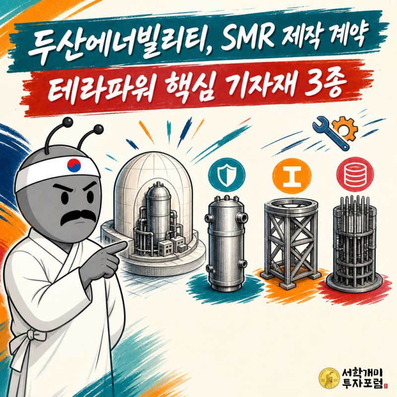 두산에너빌리티와 테라파워의 SMR 핵심 기자재 제작 계약을 설명하는 동학개미 기자