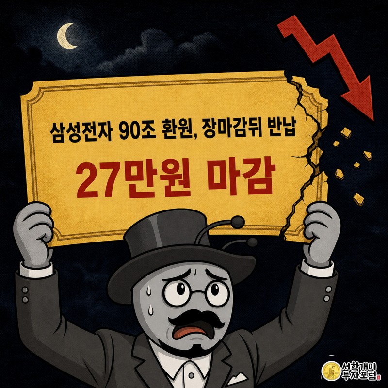 밤 애프터마켓 화면 앞에서 낭패한 표정을 짓는 개미 캐릭터가 갈라진 금빛 