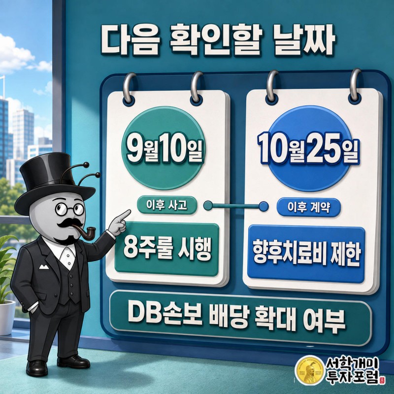 서민개미가 벽걸이 달력에서 9월10일과 10월25일을 손가락으로 가리키는 모습