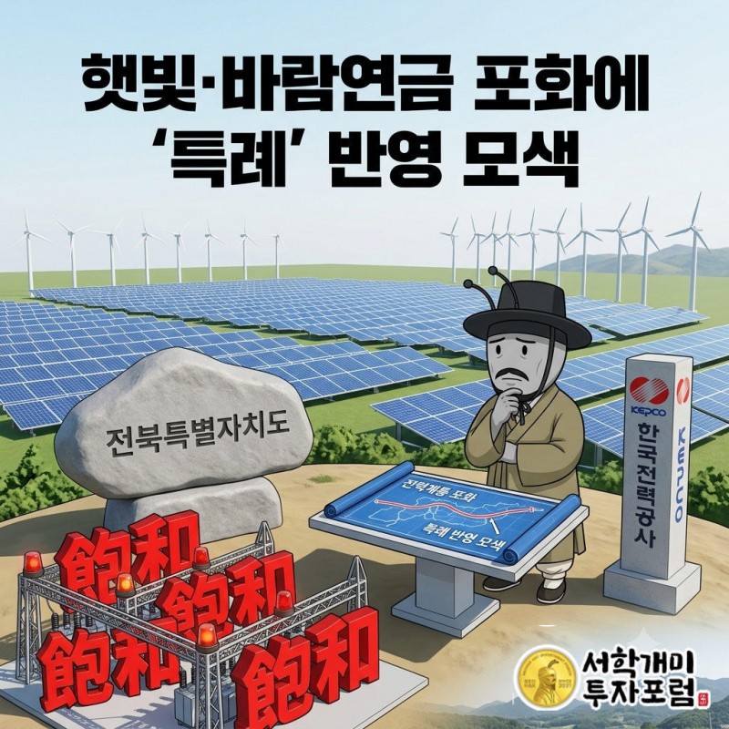 전북 햇빛연금 전력계통 포화, 한전과 특례 논의 핵심을 설명하는 양반개미 기자 표지