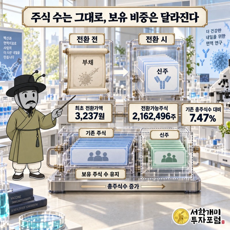아리바이오LAB — 주식 수는 그대로, 보유 비중은 달라진다 도판