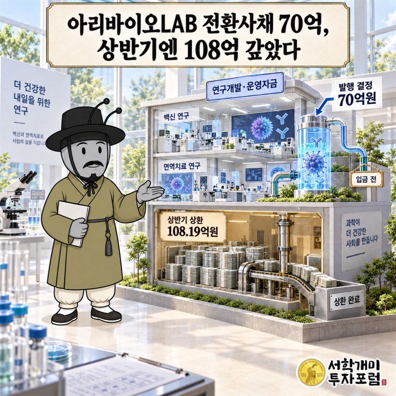 아리바이오LAB 커버 — 아리바이오LAB 전환사채 70억, 상반기엔 108억 갚았다