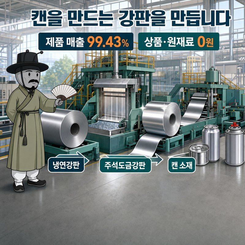 주석도금강판 제품 매출 99.43%, 상품 0원