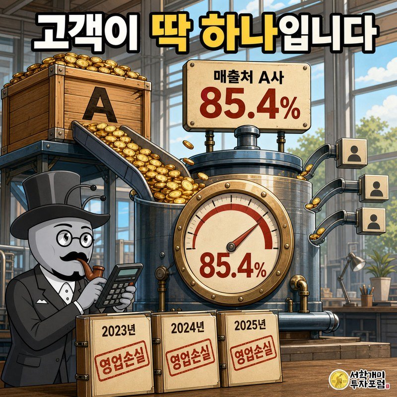 매출처 A사 85.4%, 3년 연속 영업적자