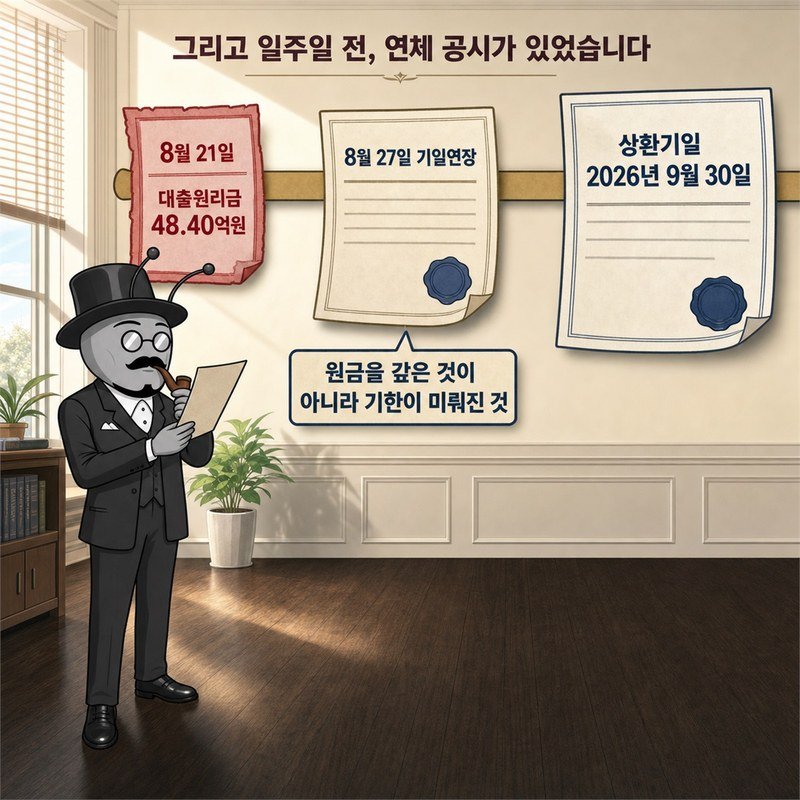 대출원리금 48.40억원, 상환기일 2026년 9월 30일로 연장