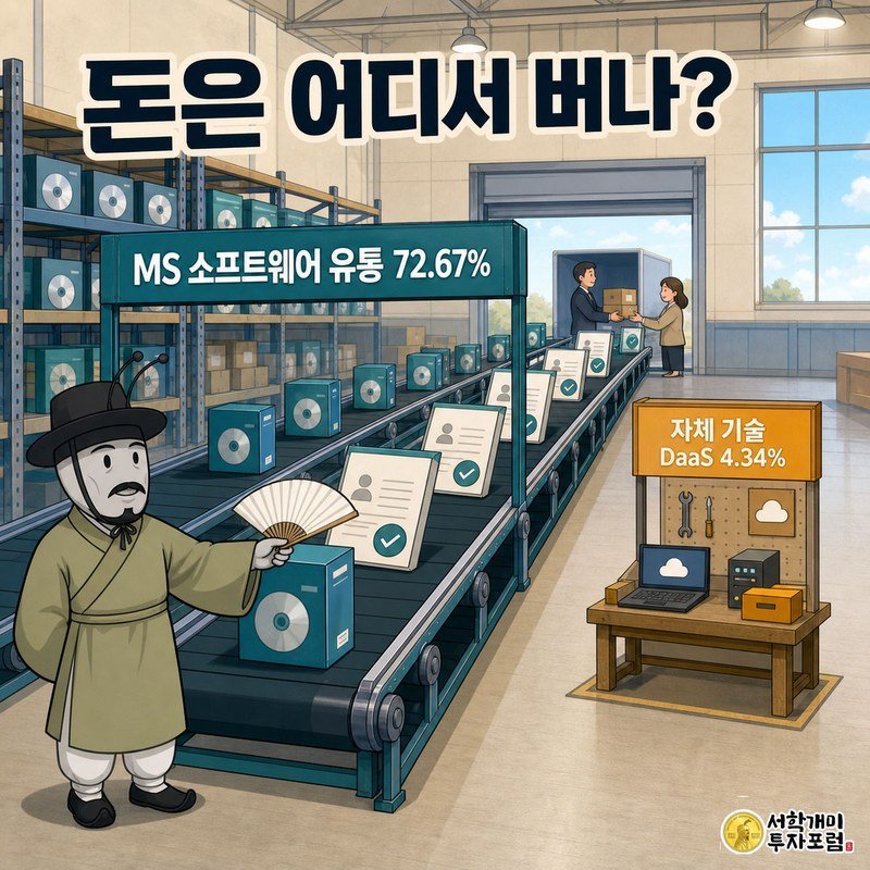 매출의 72.67%는 MS 소프트웨어 유통, 자체 기술 DaaS는 4.34%