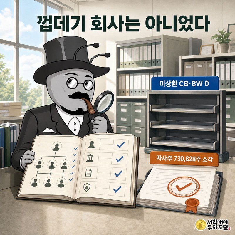 사명 변경 0회, 최대주주 유지, 미상환 CB 없음, 자기주식 소각