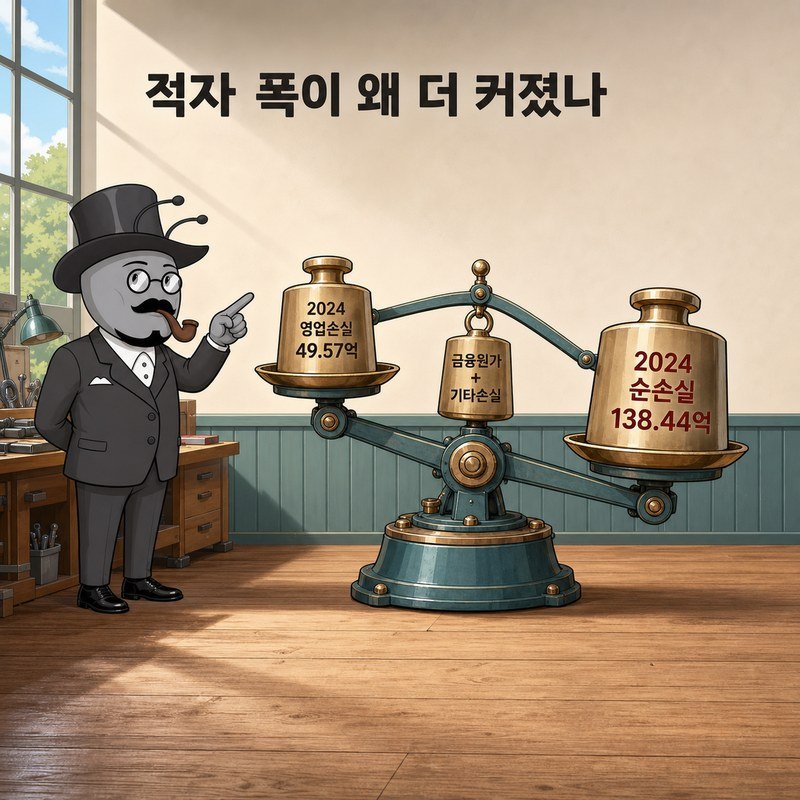 2024년 영업손실 49.57억, 순손실 138.44억