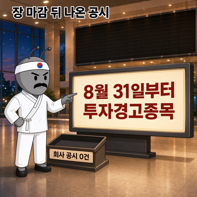 8월 31일부터 투자경고종목 지정
