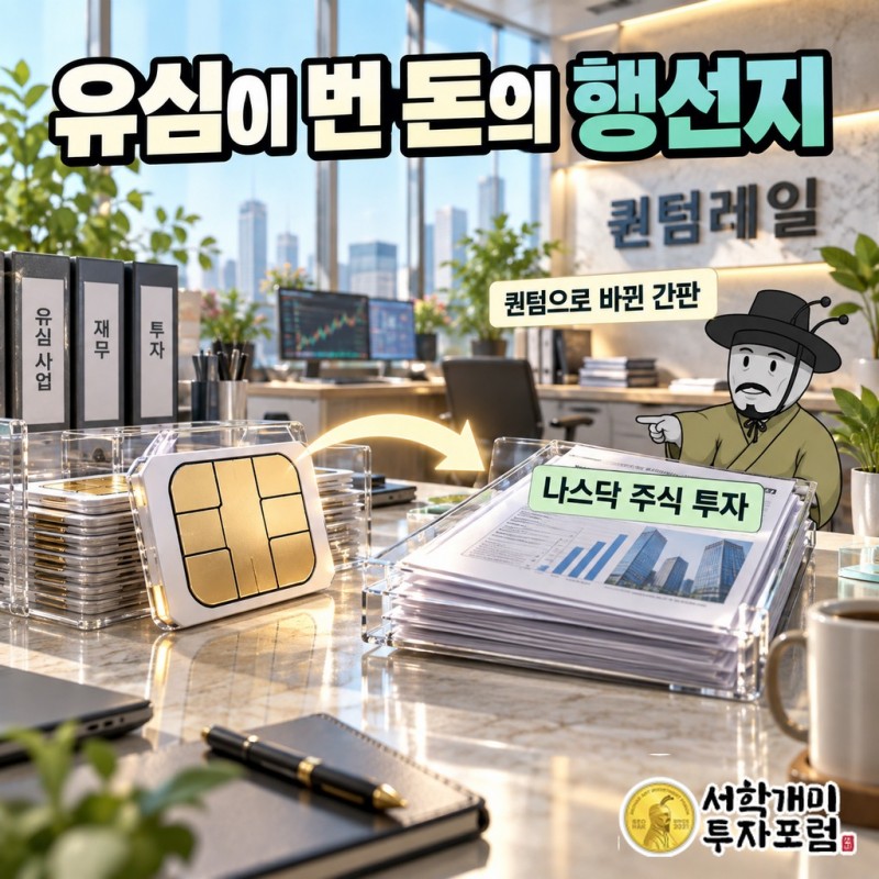 2025년 유심 매출 159억원과 영업이익 19억원이 회사 현금으로 쌓인 뒤 나스닥 상장사 솔로윈홀딩스(AXG) 주식 84억원 매입으로 흘러간 경로를 화살표로 보여 주는 도판