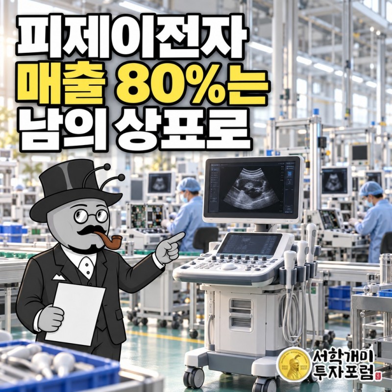 피제이전자 표지 - 병원 초음파 진단기기와 자동차 백미러, 실크 원단이 한 회사의 연대기로 이어지는 장면
