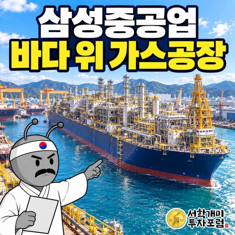거제조선소 안벽에 선 초대형 FLNG와 삼성중공업이 건조한 대형가스운반선이 나란히 보이는 표지