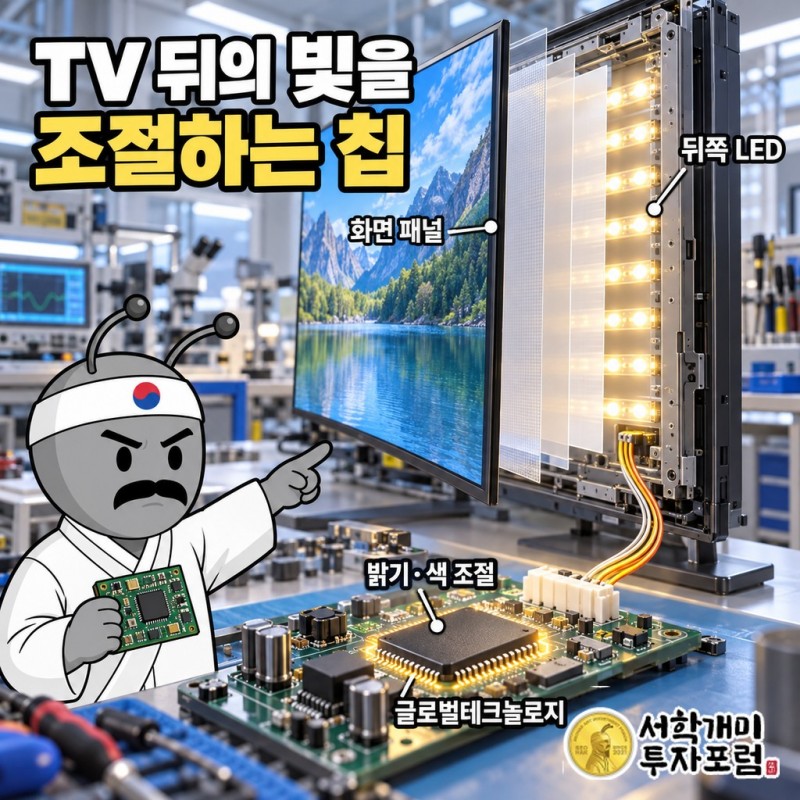 LCD TV 단면도: 패널 뒤 백라이트유닛의 LED를 LDI가 구동하는 위치와, 패널을 제어하는 DDI와의 차이