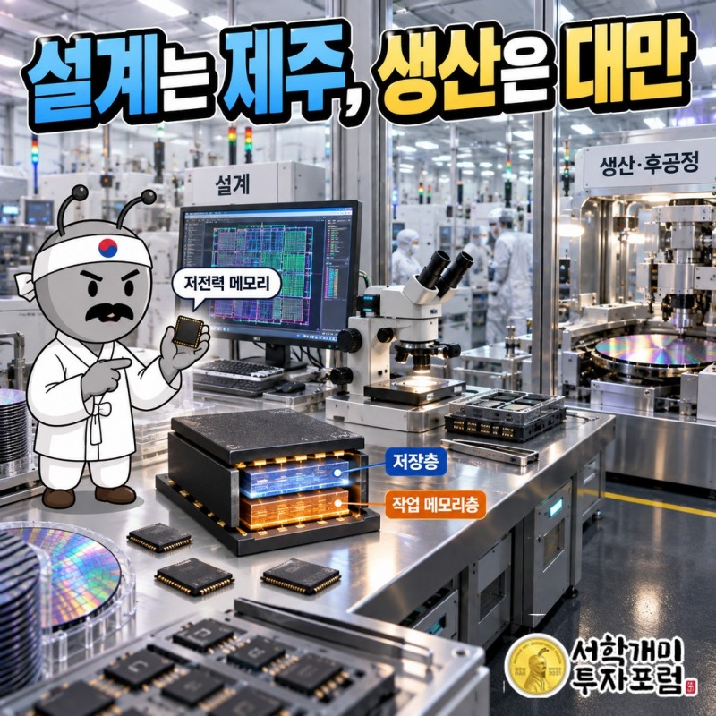 제주반도체의 공급망: 제주 본사 설계, 윈본드 등 대만 파운드리 생산, 에이팩트 등 후공정, 탈레스 같은 해외 고객으로 이어지는 흐름과 에이팩트의 전환사채 투자 관계