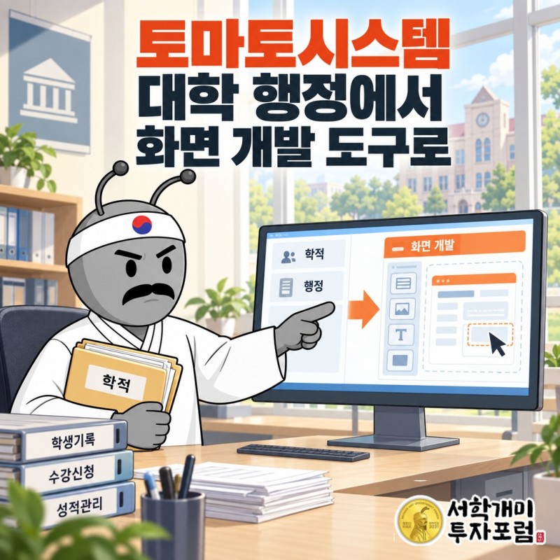 토마토시스템의 대학 학사행정 시스템과 그 업무 화면을 만드는 엑스빌더6 개발 도구의 연결