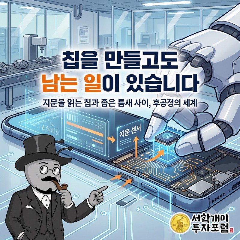 시그네틱스의 지문인식 센서 패키징이 스마트폰의 좁은 측면 공간에 들어가는 역할을 보여주는 개념도