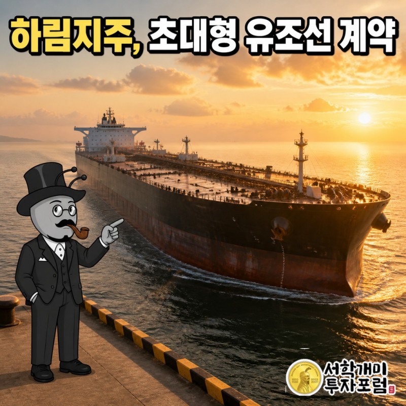팬오션 초대형 원유운반선(VLCC)과 벌크선이 나란히 떠 있는 바다 위로 하림지주로 이어지는 선이 그려진 표지
