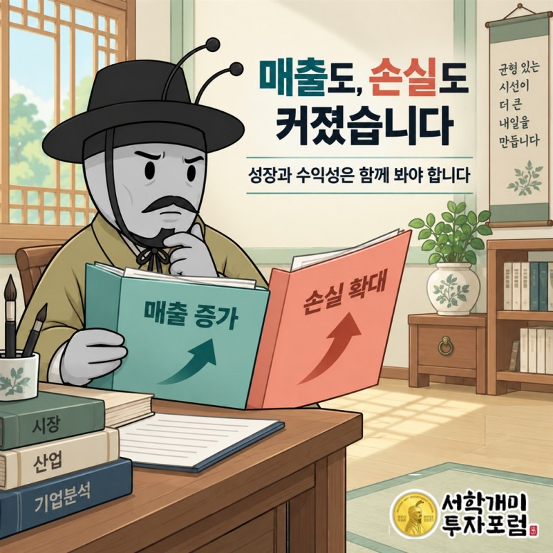 자료 C: 매출 79억원, 영업손실 147억원, 순손실 630억원. 매출 성장과 흑자 전환은 구분해서 봐야 합니다.