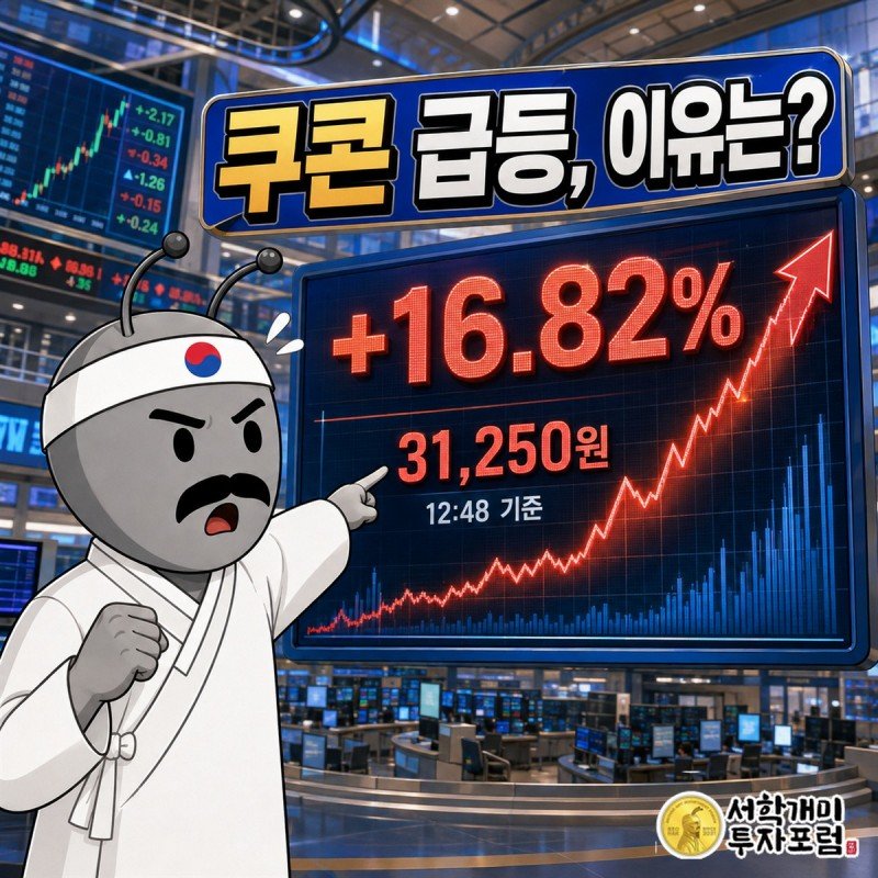 지역화폐 예산 확대 기대에 급등한 쿠콘을 설명하는 장중 속보 커버