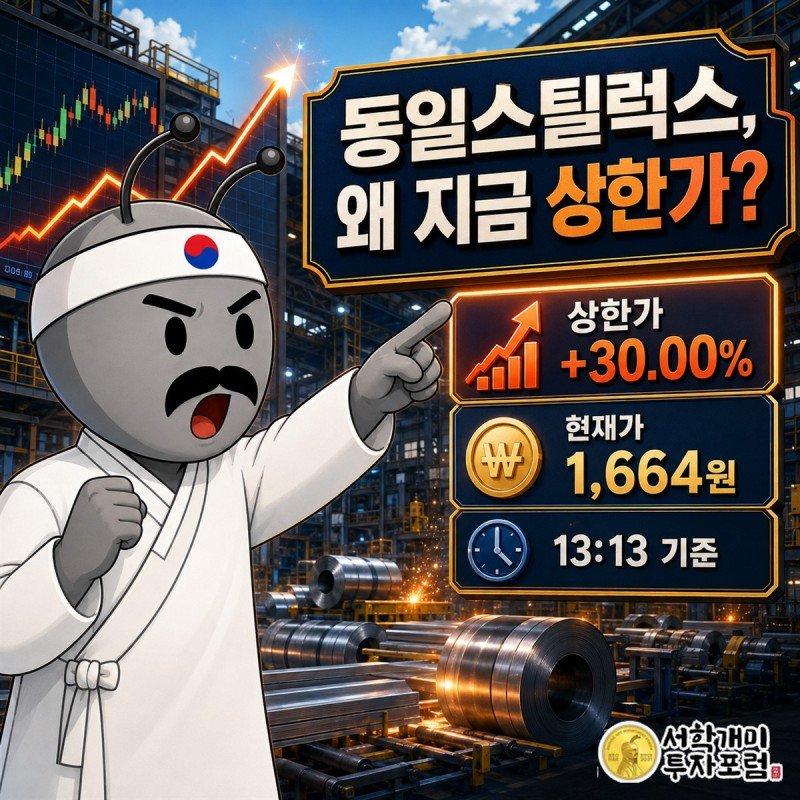 알래스카 LNG 파이프라인 기대에 상한가를 기록한 동일스틸럭스 장중 속보
