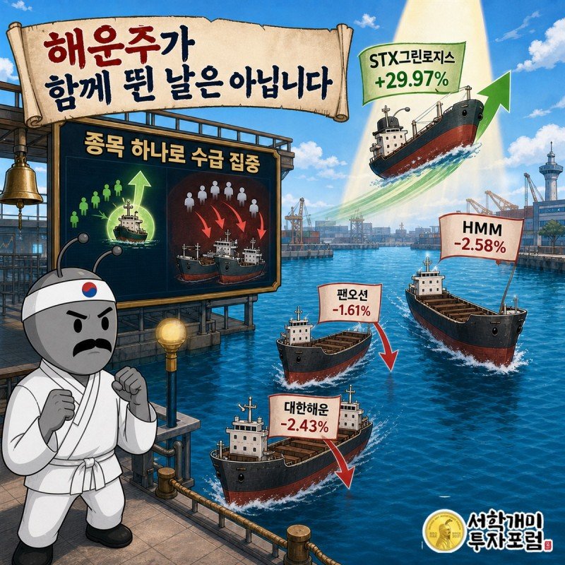 호르무즈해협 통항 불안과 KCCI 4,591포인트가 해운주 기대를 키운 과정을 설명하는 장면