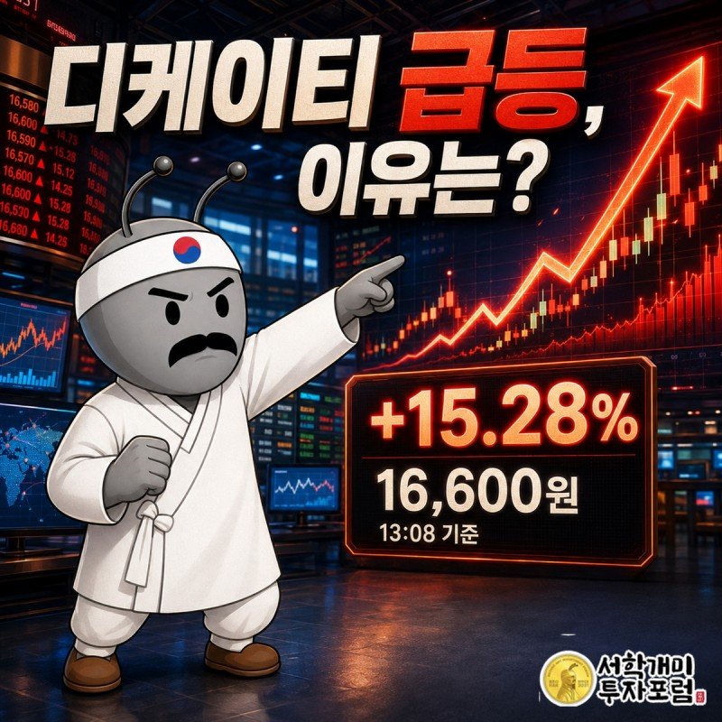 디케이티 장중 급등 이유와 재무 흐름을 설명하는 표지