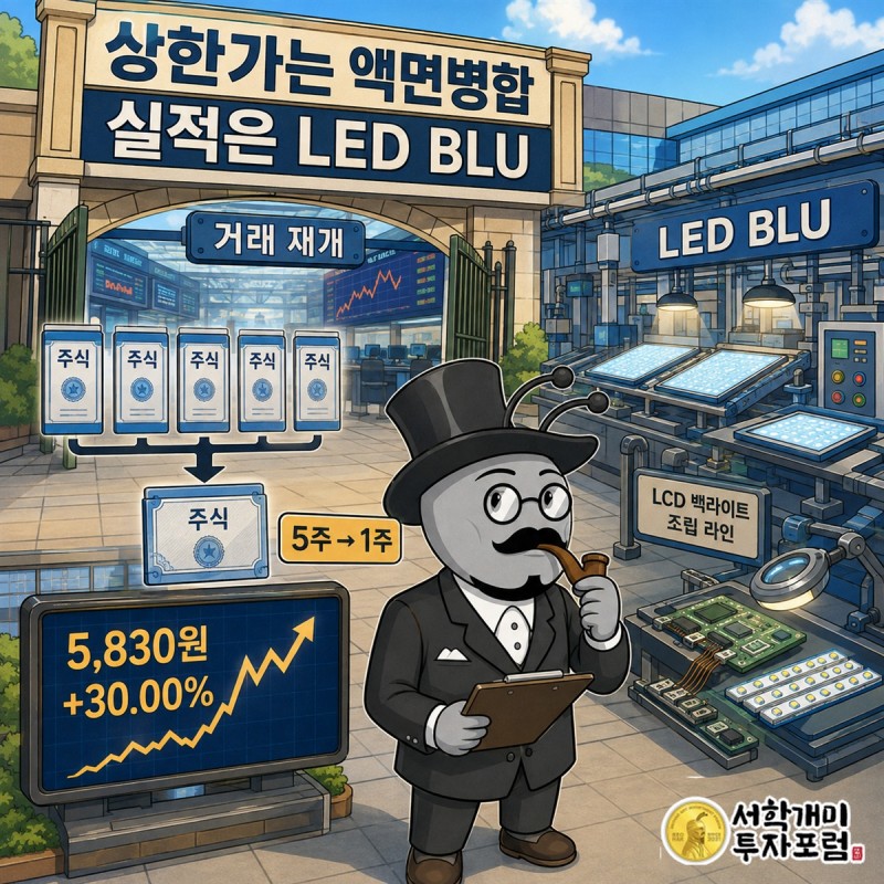 액면병합 뒤 상한가와 LED BLU 중심 사업을 함께 보여주는 우리바이오 심층 분석 표지