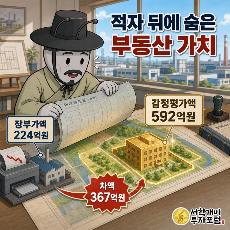 디지아이 시가총액과 367억원 자산 재평가차액을 저울로 비교한 장면