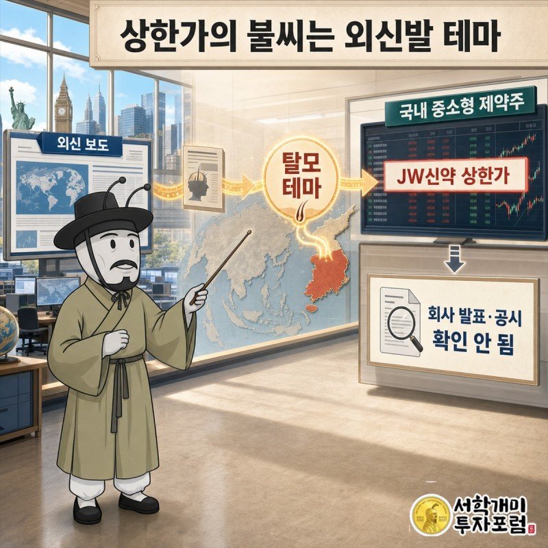 외신발 탈모 테마가 국내 중소형 제약주로 번지는 흐름