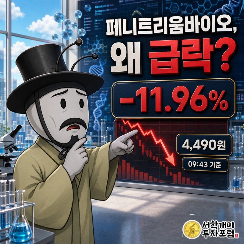 페니트리움바이오 급락과 미국 임상 2a상 승인을 설명하는 커버 이미지
