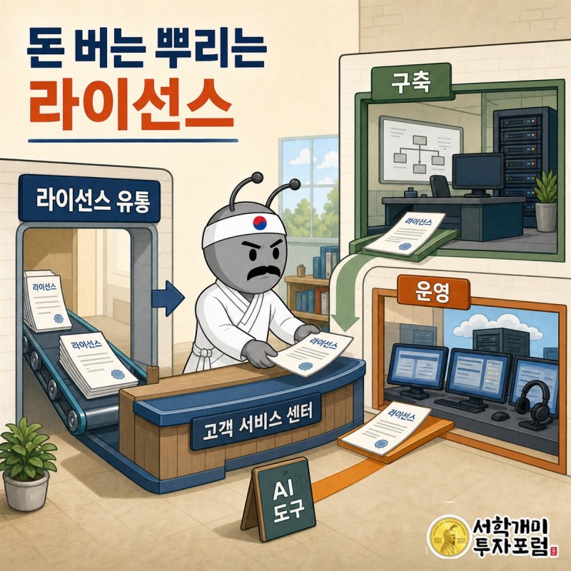 에스피소프트의 3개년 매출 증가와 영업이익률 하락을 함께 보여주는 재무 그림