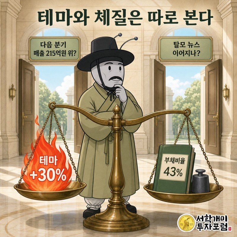 테마 급등과 실제 회사 체질 개선을 나눠 보는 구도