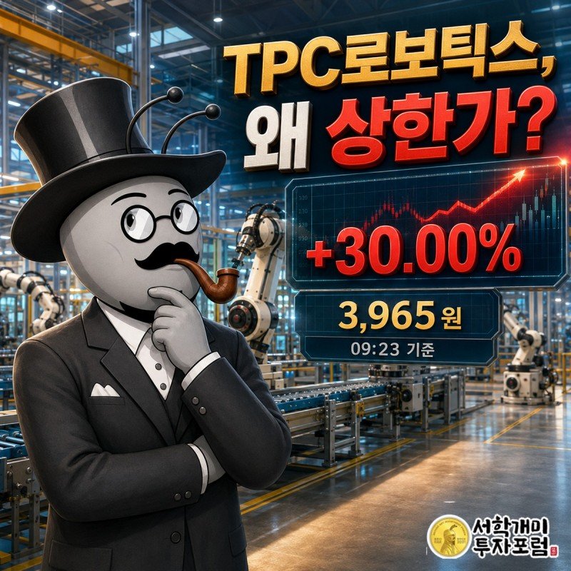 TPC로보틱스 09:23 기준 상한가와 확인되지 않은 상승 촉매를 설명하는 커버