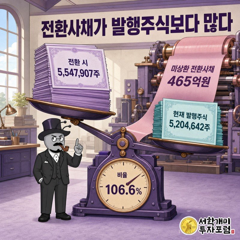 미상환 전환사채 465억원, 전환 시 주식수가 발행주식을 넘는다