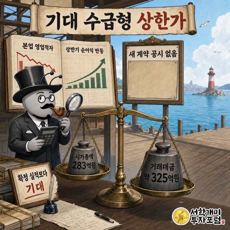 다른 해운주는 하락한 가운데 시가총액 283억원 STX그린로지스에 거래대금 325억원이 몰린 장면