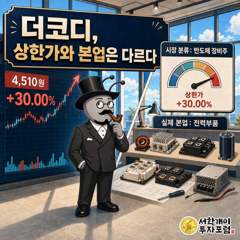 더코디 주가와 코일·트랜스포머 본업을 보여주는 일러스트