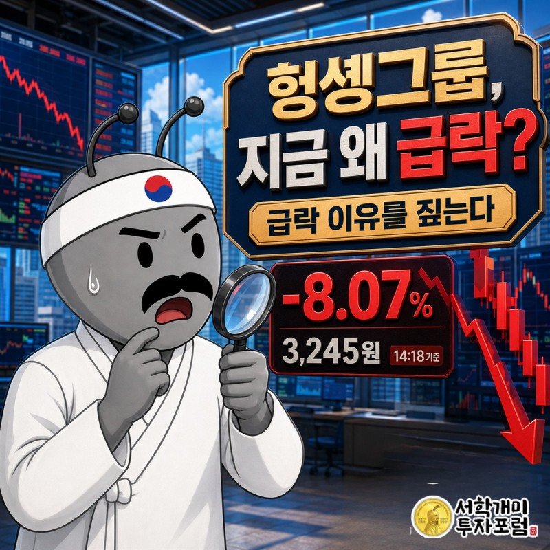 헝셩그룹 주가 급락과 재무 흐름을 살펴보는 장중 속보 표지