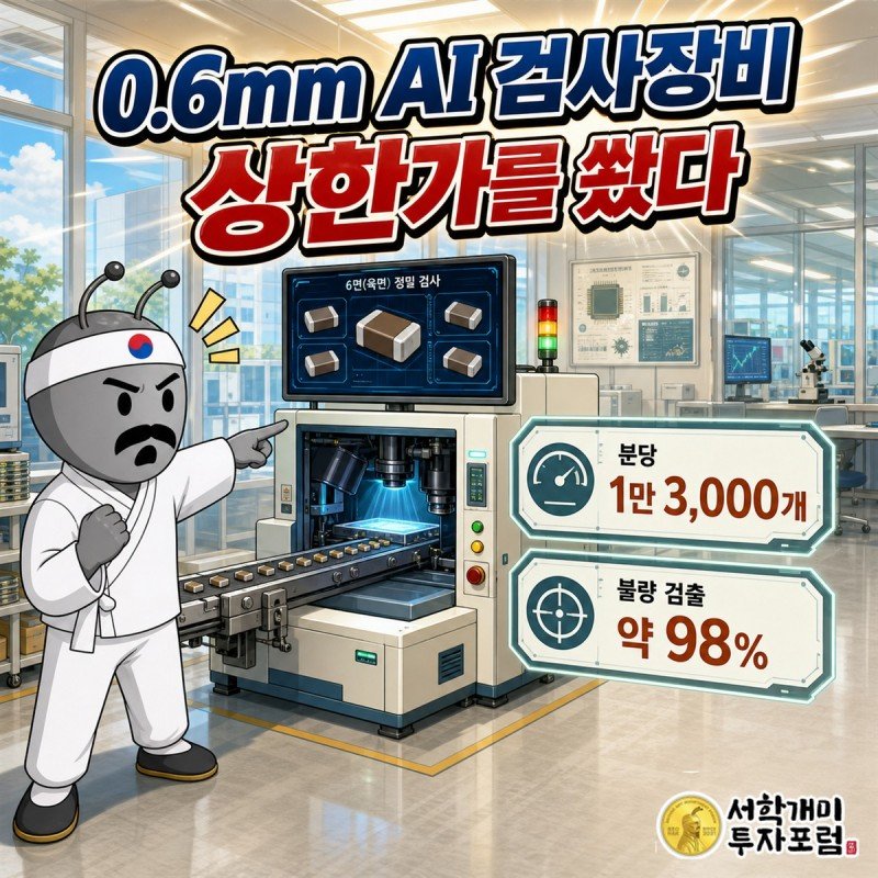 한울반도체 상한가와 0.6mm MLCC 검사장비를 보여주는 커버