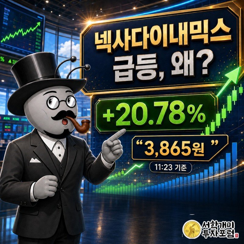 넥사다이내믹스 장중 급등과 확인되지 않은 상승 촉매를 짚는 표지