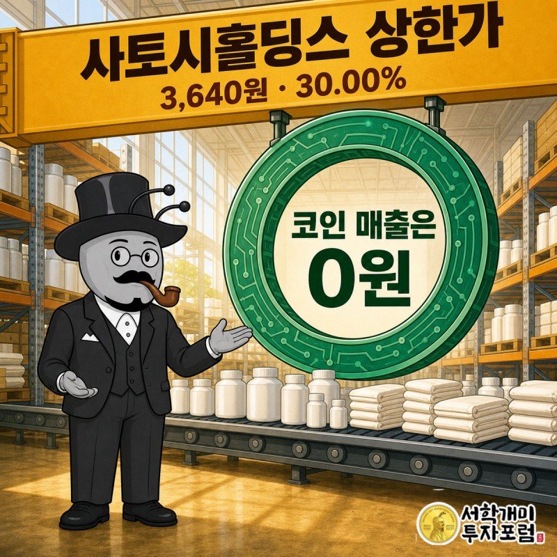 사토시홀딩스 상한가 3,640원, 디지털자산 매출 0원