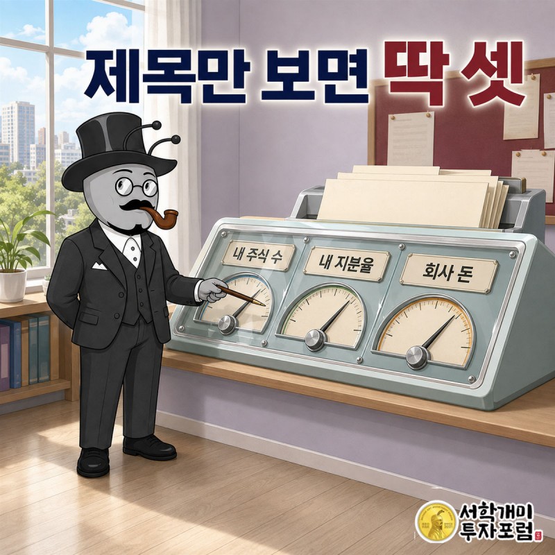 부자개미가 안내방송 목록에서 빨간 딱지가 붙은 제목 세 개만 골라 체크하는 장면