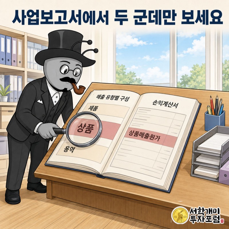 사업보고서를 펼쳐 놓고 