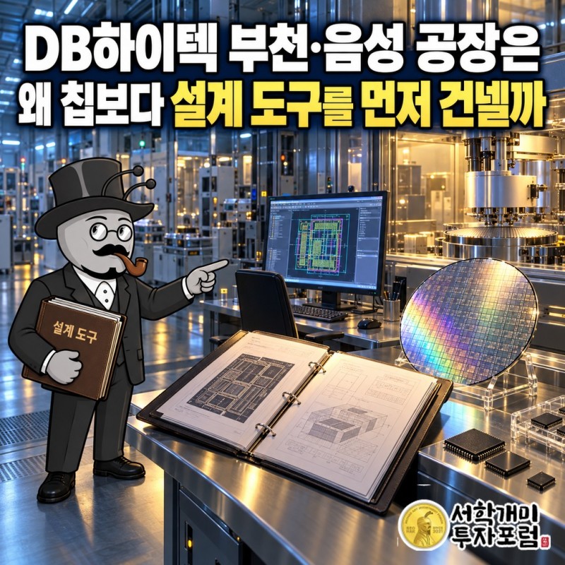 DB하이텍이 칩을 만들기 전에 고객에게 설계 도구를 건네는 모습을 담은 커버