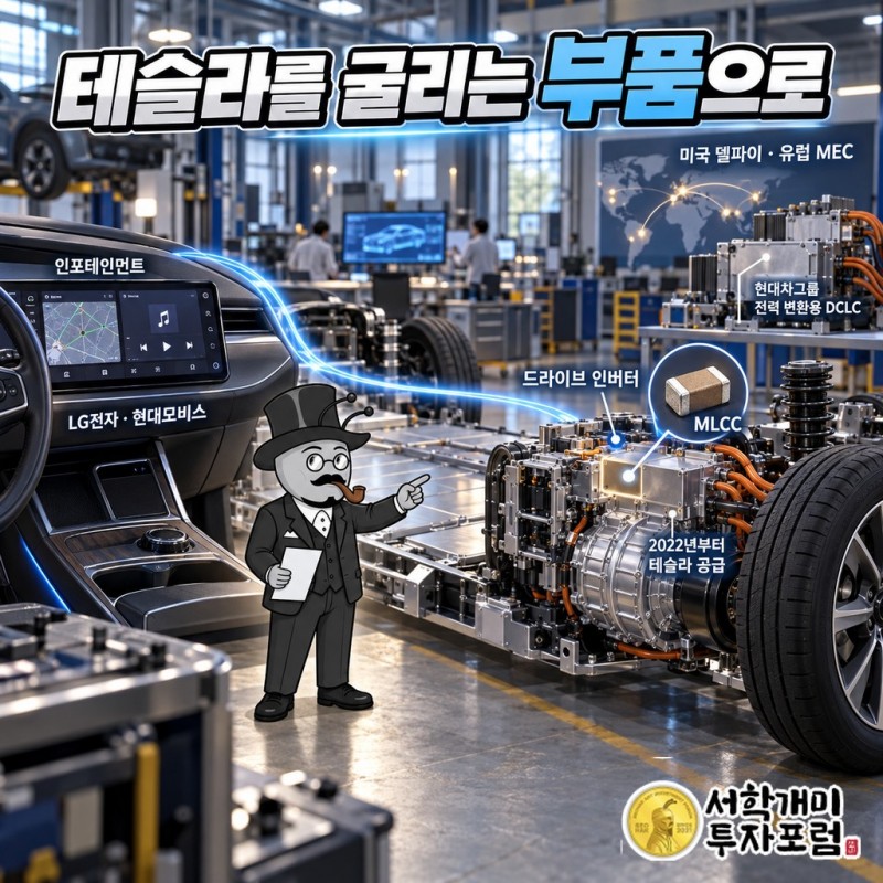 인포테인먼트용 부품에서 테슬라 전기차 드라이브 인버터용 MLCC로 넓어진 전장 고객 흐름