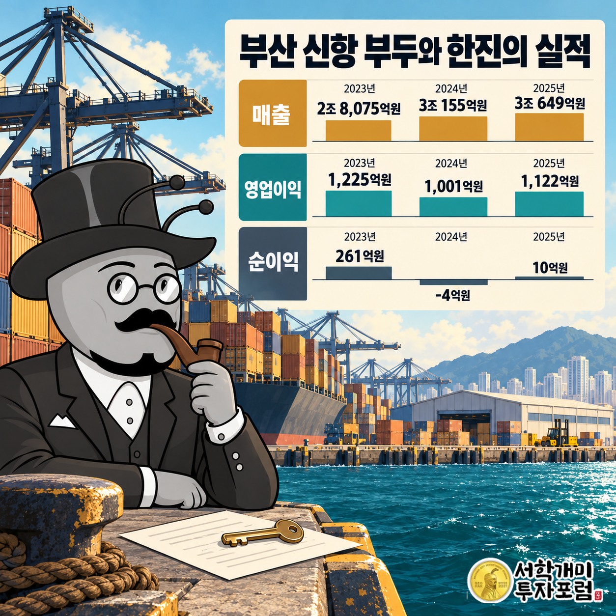 2007년 한진해운 설립부터 2015년 한진의 지분 50%+1주 인수까지 부산 신항 3부두 HJNC의 주인 변화